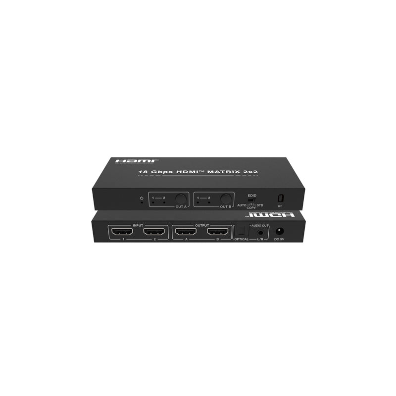 4K 2x2 HDMI Matrix Switcher with Audio Outputs & HDR