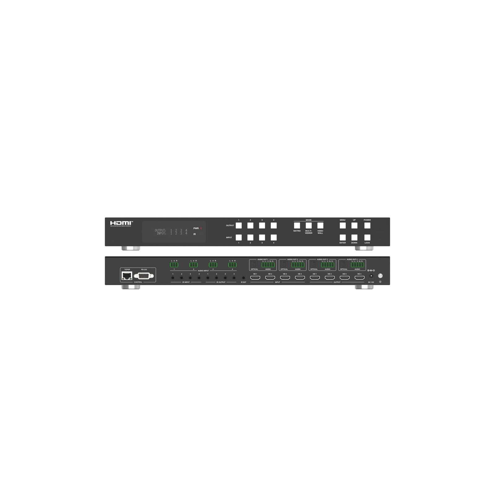Camera Matrix Switcher 4K 4x4 Seamless HDMI Matrix Switcher & Video Wall Controller with Mult