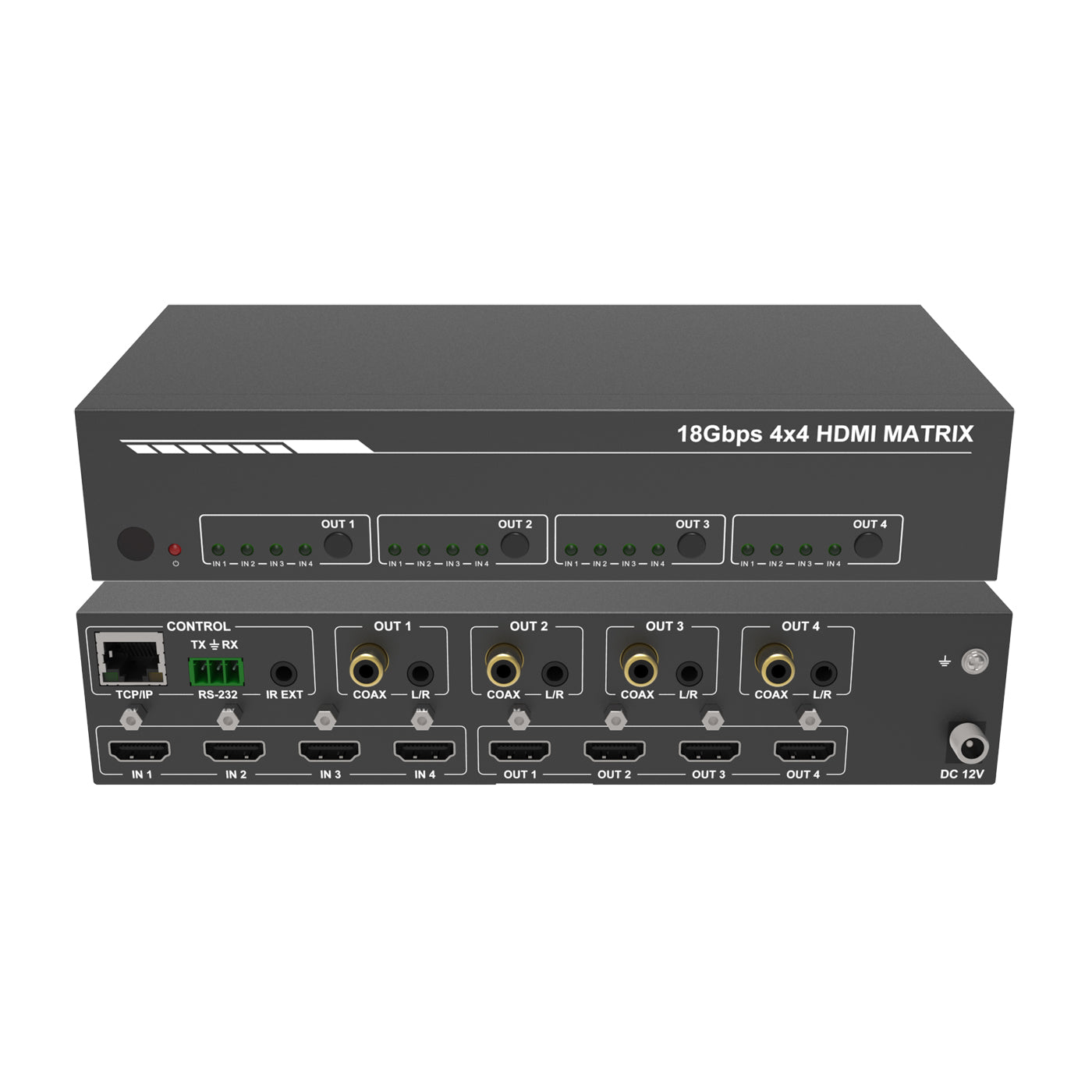 Camera Matrix Switcher 4K 4x4 HDMI Matrix Switcher with Audio Outputs & HDR