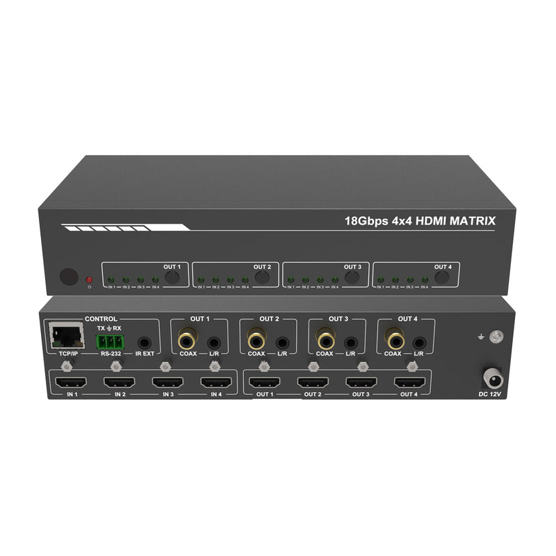 4K 4x4 HDMI Matrix Switcher with Audio Outputs & HDR