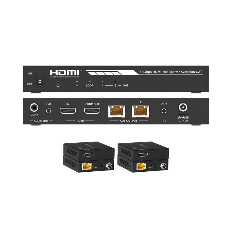 4K 1x2 HDMI Splitter with CAT Outputs