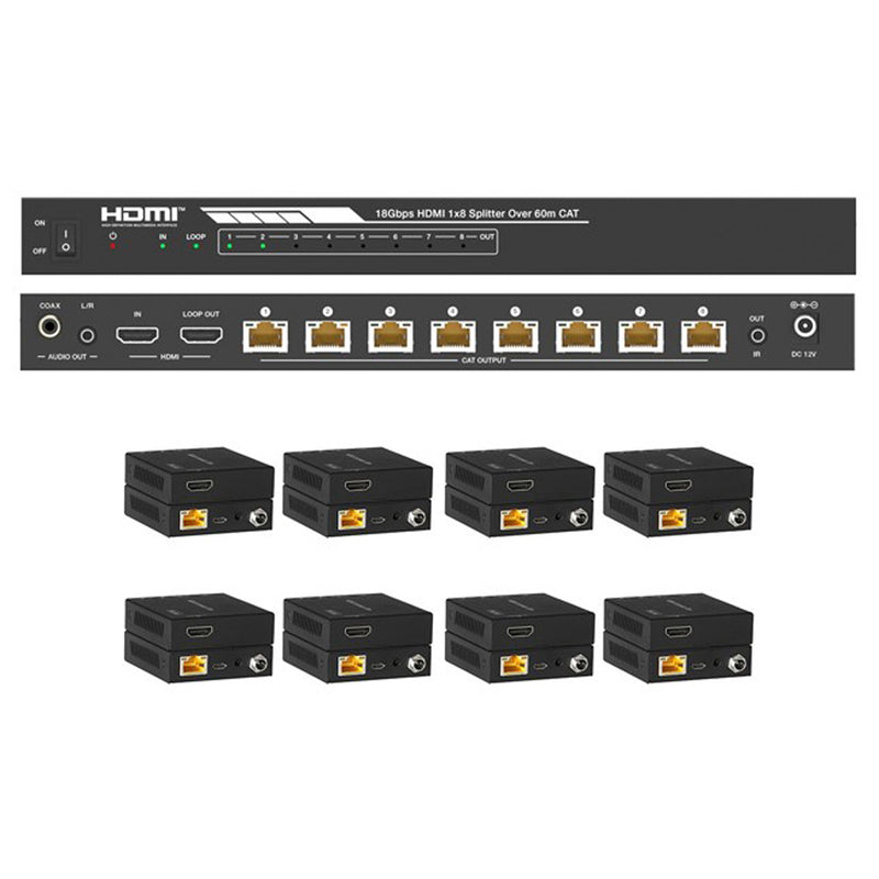 4K 1x8 HDMI Splitter with CAT Outputs