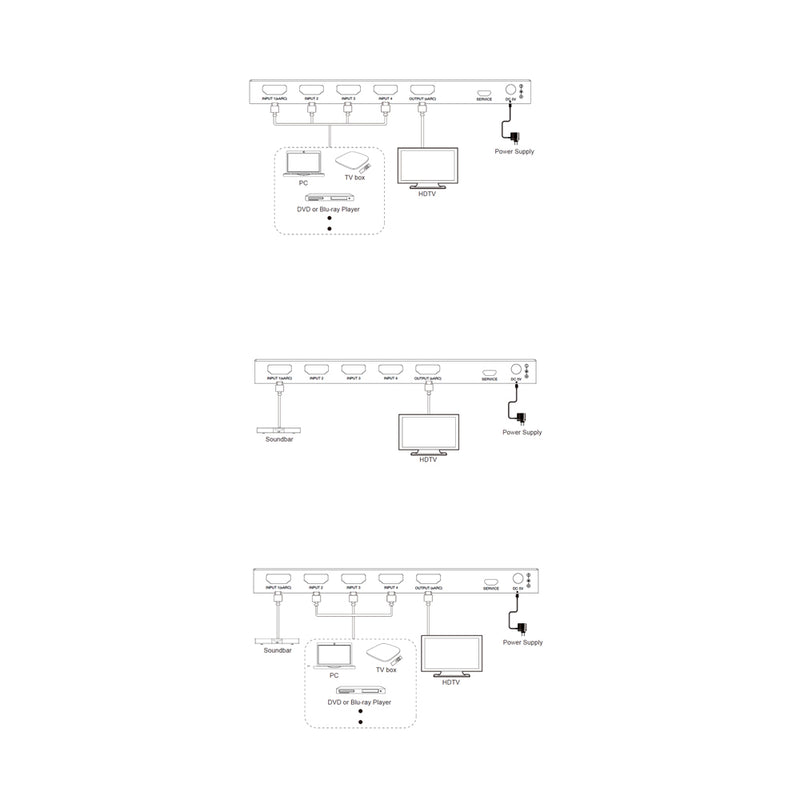4K 4x1 HDMI Switcher with ARC