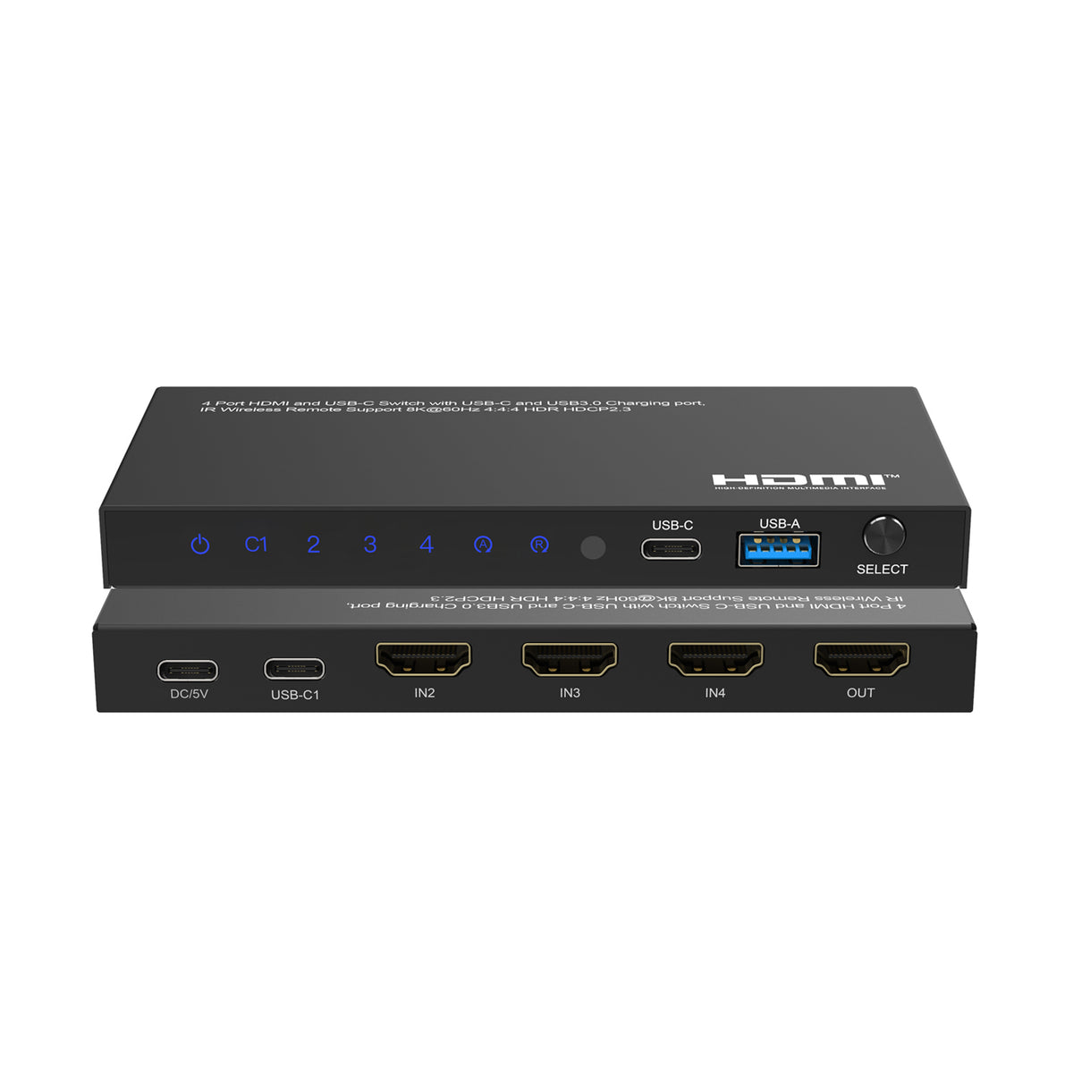 8K 4x1 Switcher with USB-C HDMI Inputs - Main Image