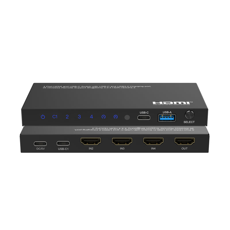 8K 4x1 Switcher with 1 USB-C + 3 HDMI Inputs