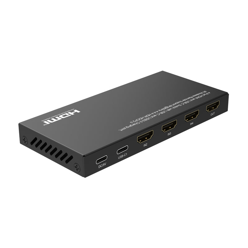 8K 4x1 Switcher with 1 USB-C + 3 HDMI Inputs