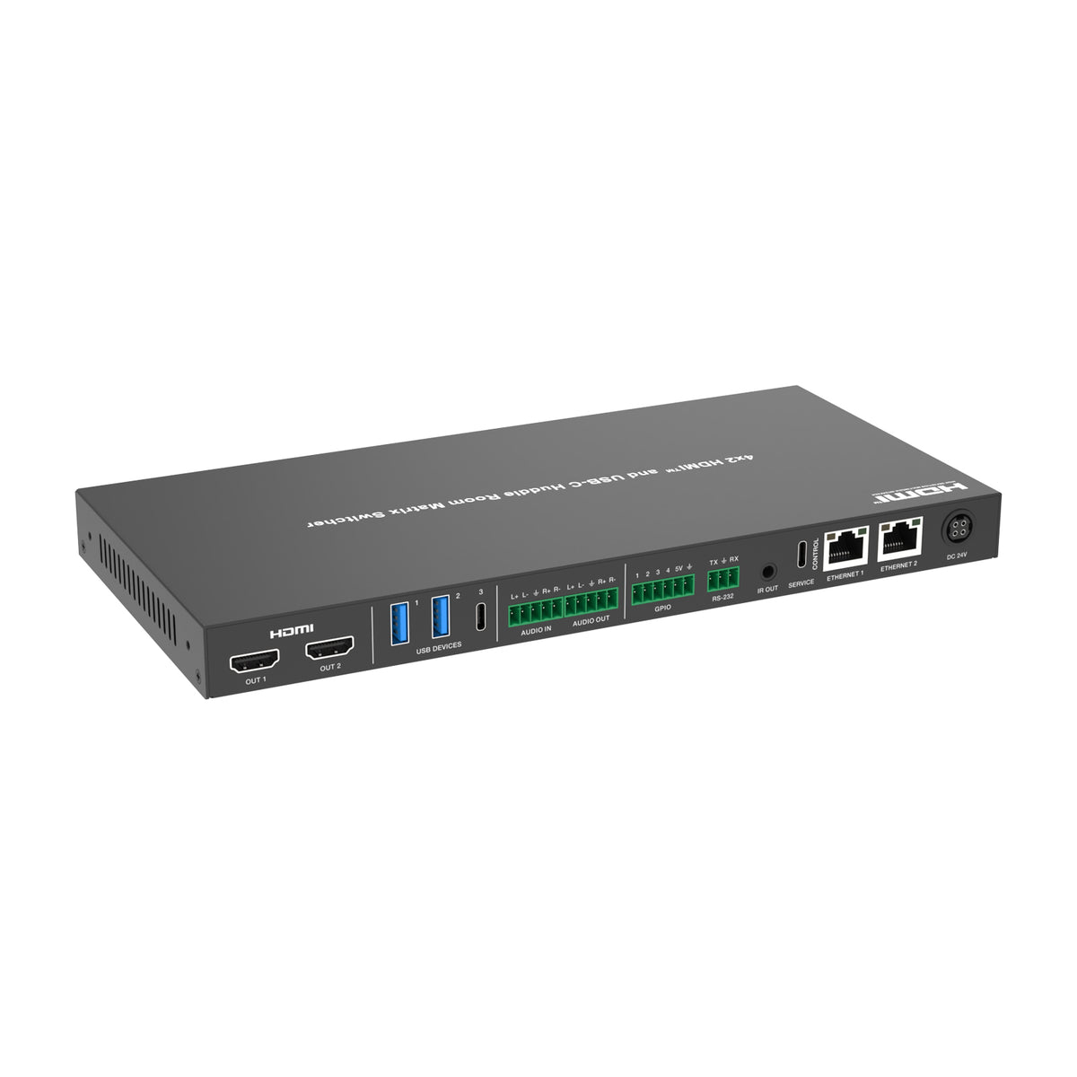 4K 4x2 Presentation Switcher with USB-C & HDMI Inputs, Audio Input & O