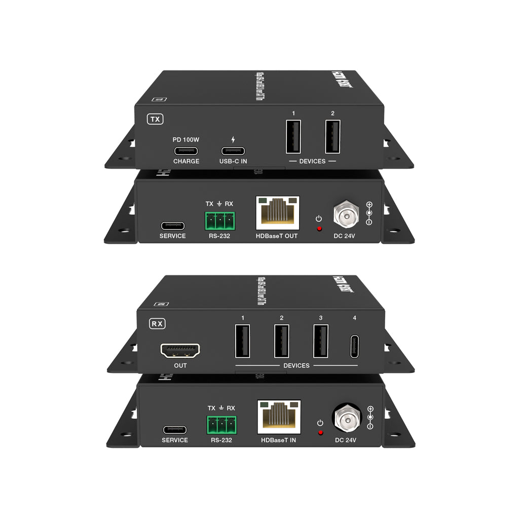 USB-C to HDMI 70m Extender over HDBaseT with USB (Tx/Rx)