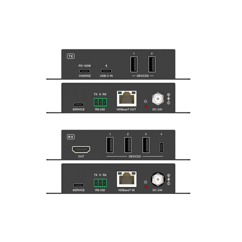 USB-C to HDMI 70m Extender over HDBaseT with USB (Tx/Rx)