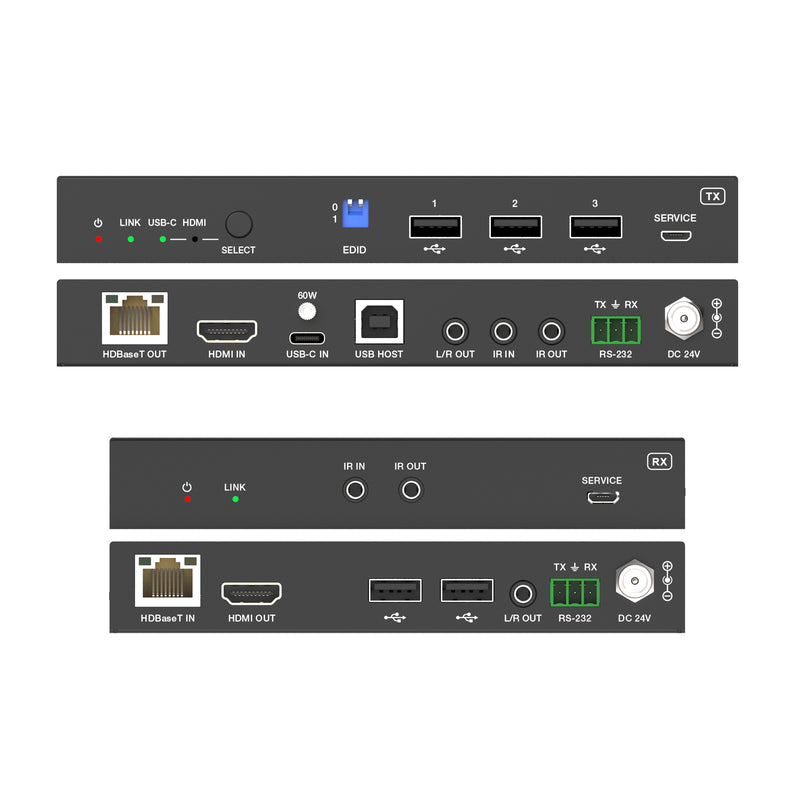 4K60 HDMI & USB-C 70m Extender Over HDBaseT 3.0 with USB (Tx/Rx)
