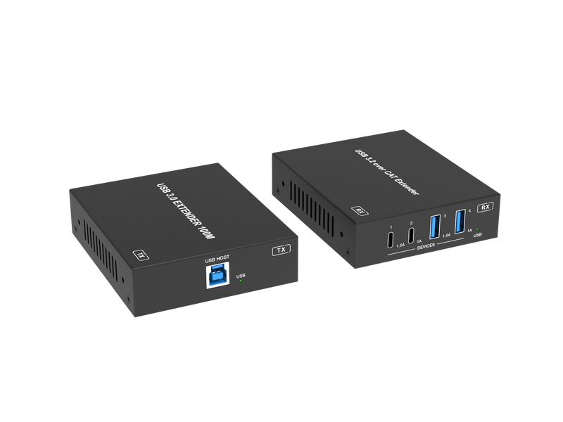 1-Host USB-C & USB-A 3.0 100m Extender over HDBaseT