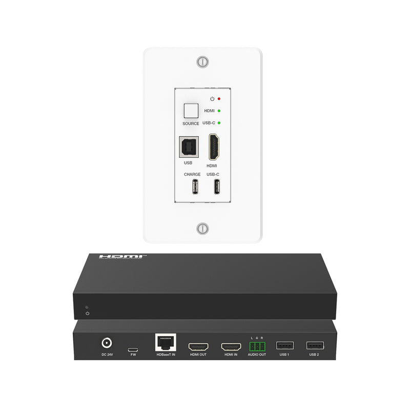 4K HDMI & USB-C 70m Wall Plate Extender over HDBaseT with USB