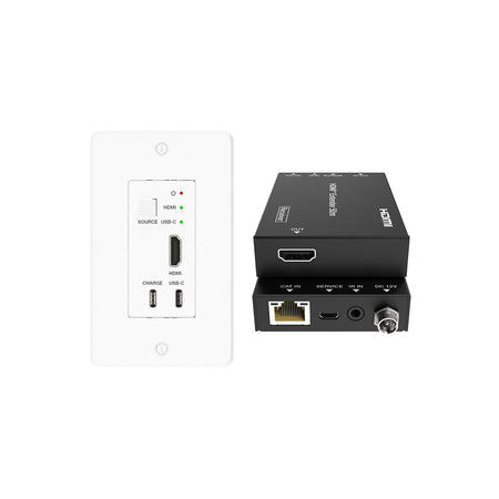 4K HDMI & USB-C 50m Wall Plate Extender Kit over Category