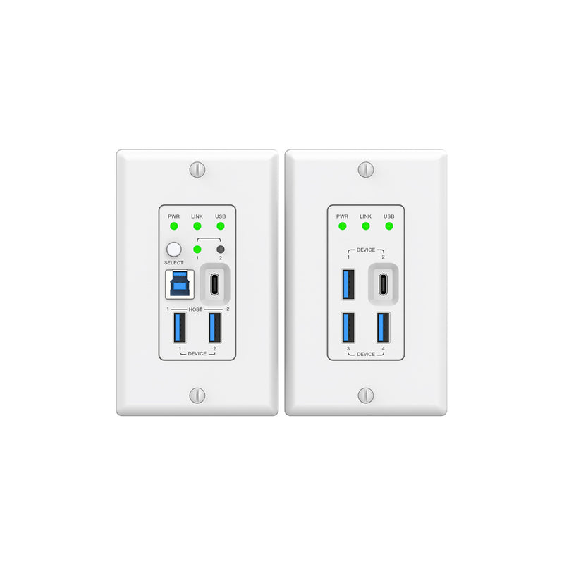 2-Host USB-C & USB 3.2 Gen 1 100m Extender over HDBaseT